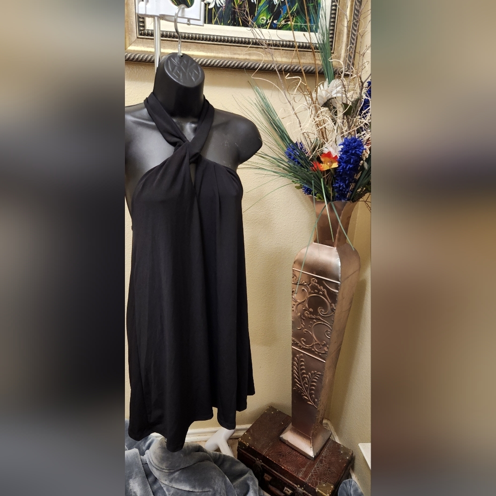 Halter tie black dress venus